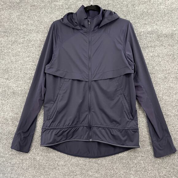 Lululemon Kicking Asphalt Jacket Womens 10 Navy Full Zip Hoodie Mesh Lightweight - Picture 1 of 10